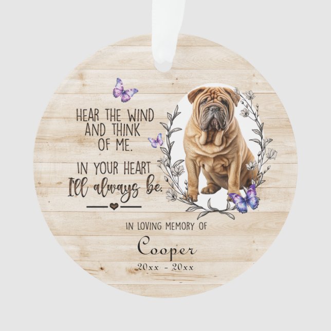 Custom In Loving Memories Pet Dog Floral Memorial  Ornament (Front)