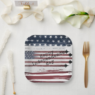 custom Independence day aeroplane flag paper plate