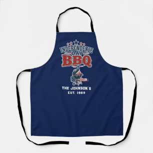 Custom Independence Day BBQ Beige Family Apron