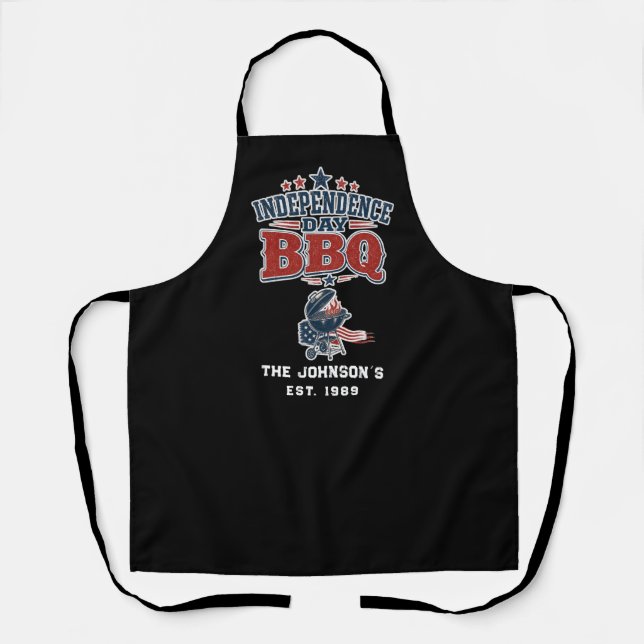 Custom Independence Day BBQ Beige Family Apron (Front)