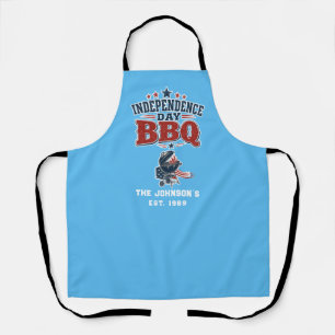 Custom Independence Day BBQ Beige Family Apron
