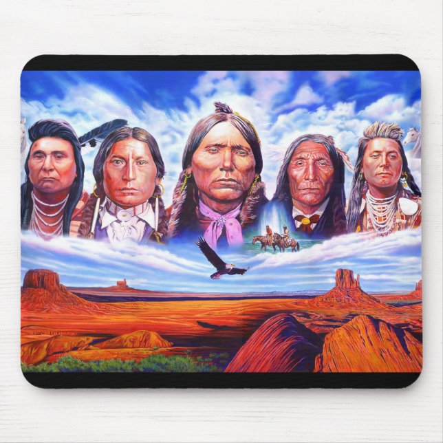 Custom Indian Chiefs Native Americans Painting Mouse Mat (Front)
