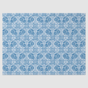 Custom Indigo Blue Floral Faux Lace Pattern Tissue Paper
