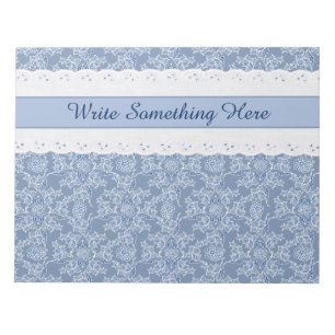 Custom Indigo Ethnic Floral Faux Lace Notepad