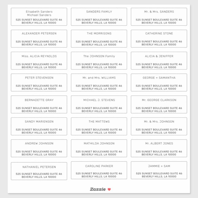 Custom individual guest mailing address labels (Sheet)