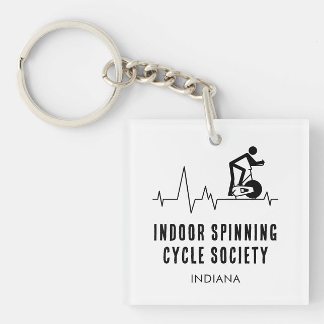 Custom Indoor Spinning Cycle Society Heartbeat Key Ring (Front)