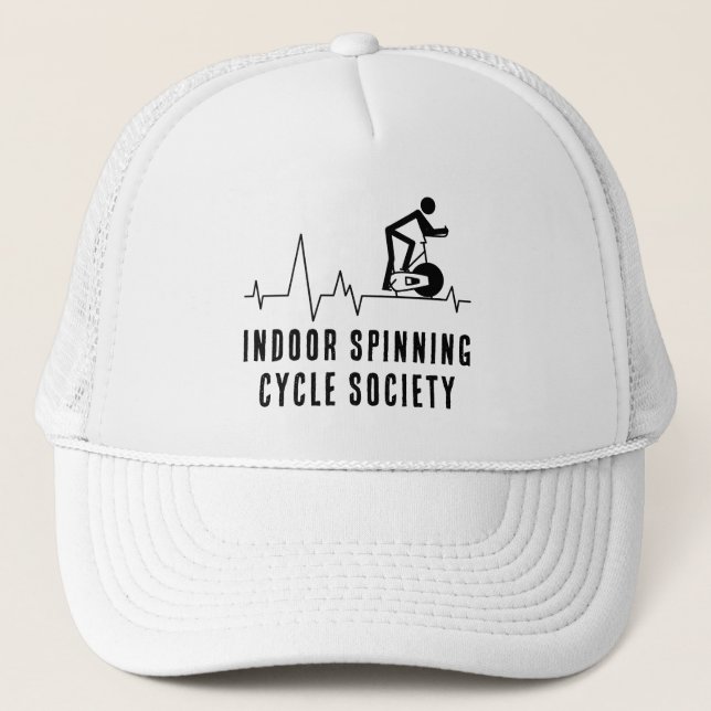 Custom Indoor Spinning Cycle Society Heartbeat Trucker Hat (Front)