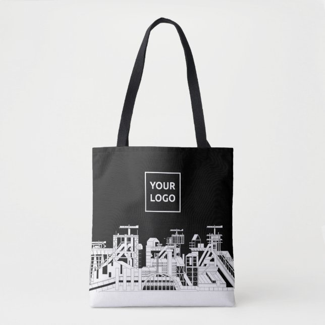 Custom Industrial Skyline Tote Bag with Logo (Front)