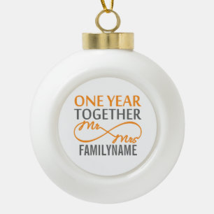 Custom Infinite Mr and Mrs Ceramic Ball Ornament