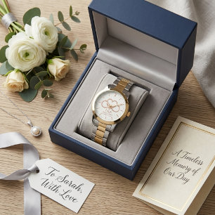Custom Infinity Heart Monogram Couple Anniversary Watch