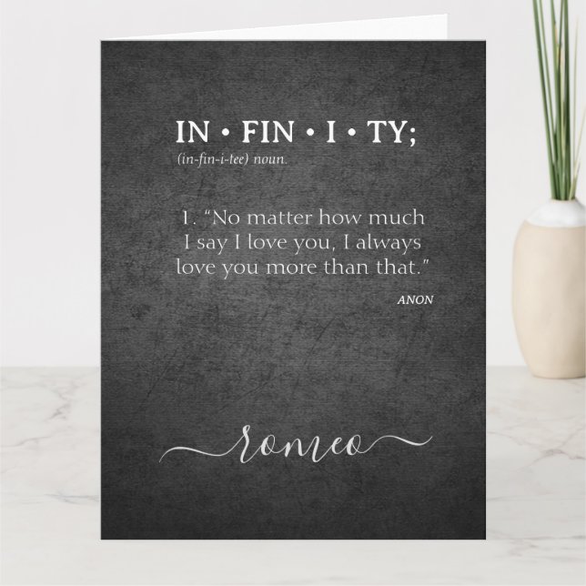 Custom INFINITY Love you more Dictionary Definitio Card (Front)