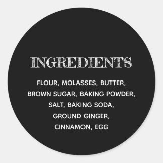 Custom Ingredients Black and White Classic Round Sticker