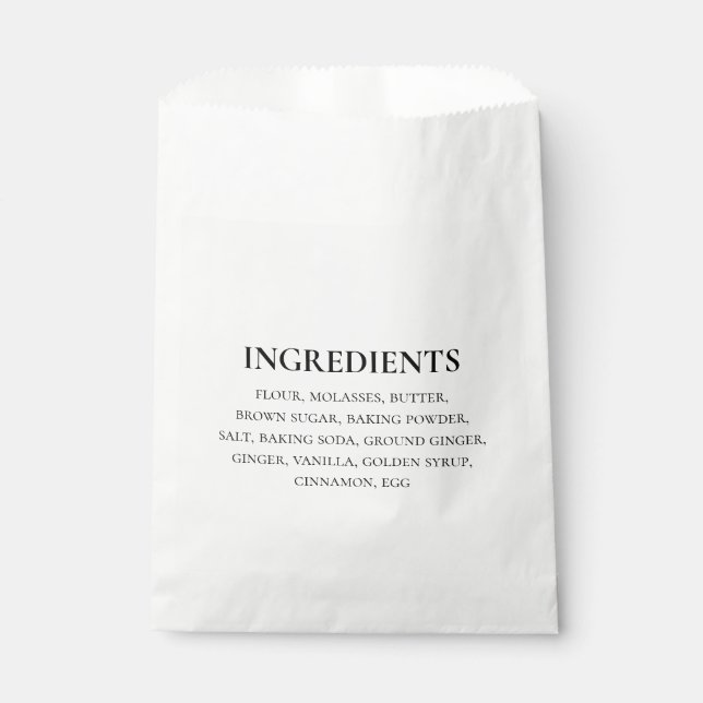 Custom Ingredients Black White Simple Favour Bags (Front)