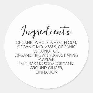 Custom Ingredients Homemade Small Batch Classic Round Sticker