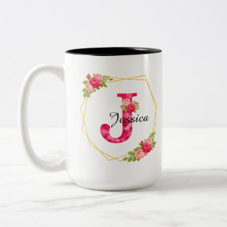 Custom Initial an Name Mug Floral Mug Gift for Her