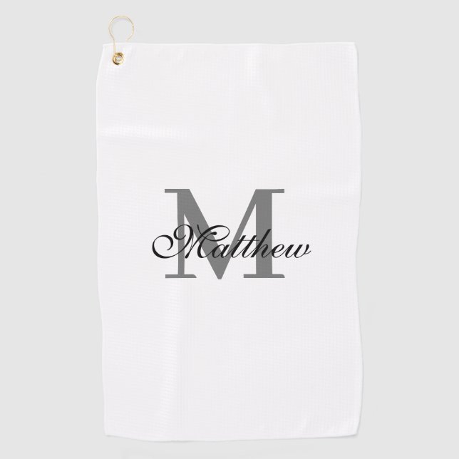 Custom initial and name text golf towel (Front)