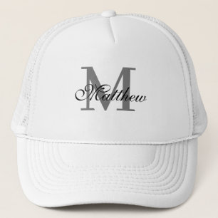 Custom initial and name text trucker hat