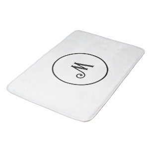 Custom initial black and white  bath mat