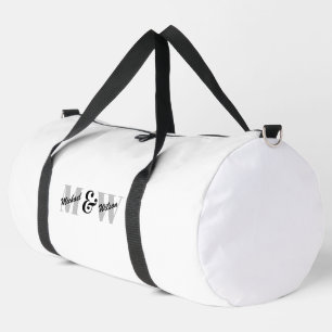 Custom Initial Black and White Monogram Duffle Bag