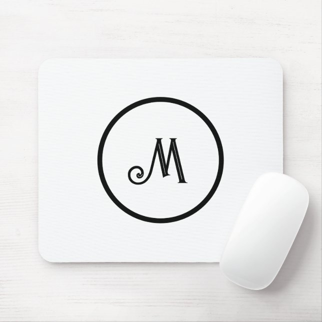 Custom initial black and white  mouse mat (With Mouse)