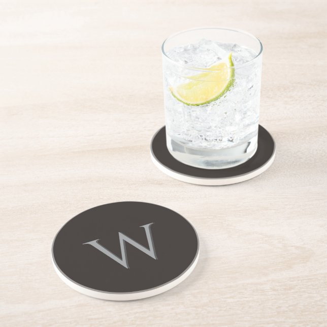 Custom Initial Black & Grey  Coaster (Side)