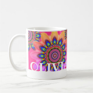 Custom initial BOHO coffee mug Mandala pattern