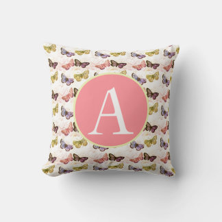 CUSTOM INITIAL BUTTERFLY THROW PILLOW