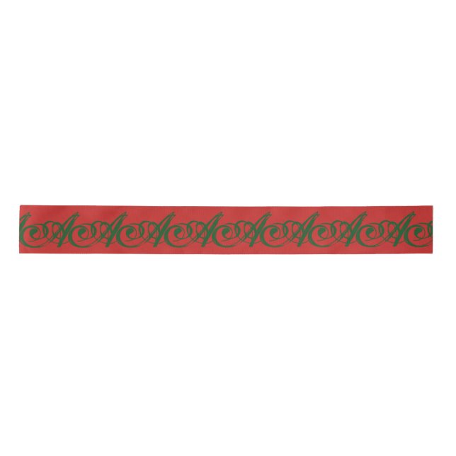 CUSTOM INITIAL CHRISTMAS Ribbon Satin Ribbon (Front)