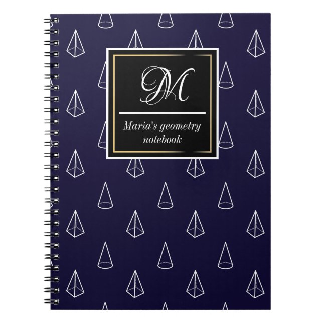 custom initial cones and pyramids geometric notebook (Front)