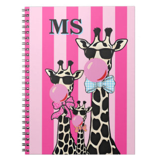 Custom Initial Cute Giraffe Phone Case  Bubble Gum Notebook