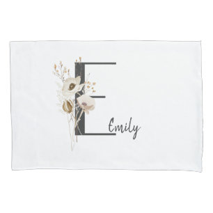 Custom Initial D Black & White Wild flower Pillowcase