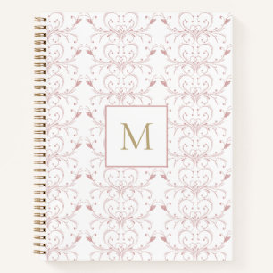 Custom Initial Dusty Rose Botanical Butterfly Notebook