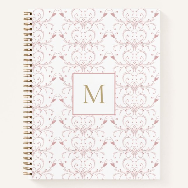 Custom Initial Dusty Rose Botanical Butterfly  Notebook (Front)