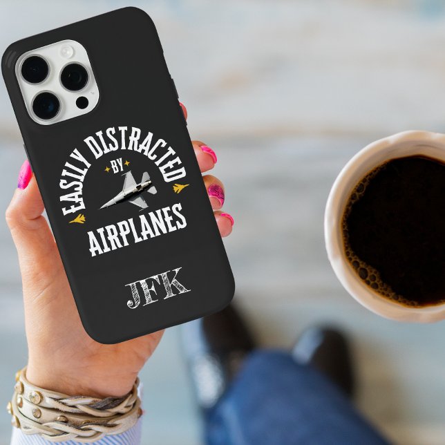 Custom Initial,Easily Distracted By Aeroplane,Funn Case-Mate iPhone Case (Creator Uploaded)