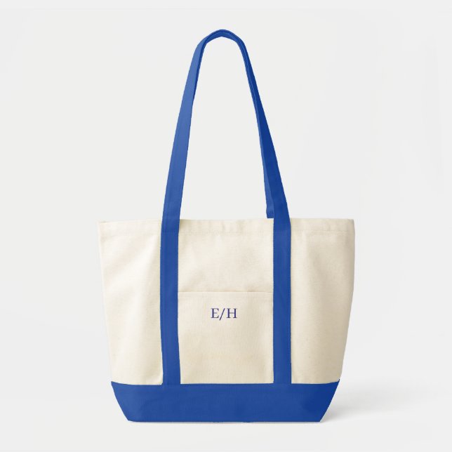 Custom Initial Embroidered Canvas Tote Bag - Perso (Front)