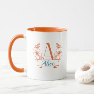Custom Initial Floral Monogram Mug