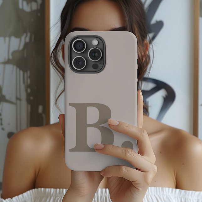 Custom Initial Grey Phone Case Gift for Coworkers (Bridesmaid Proposal Gray Phone Case Gift for Her, Modern Gray iPhone Case Bridal Shower Gift for Her)