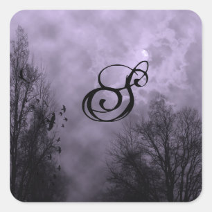 Custom Initial Haunted Sky Purple Mist Sticker