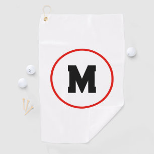 Custom initial in red ring golf towel
