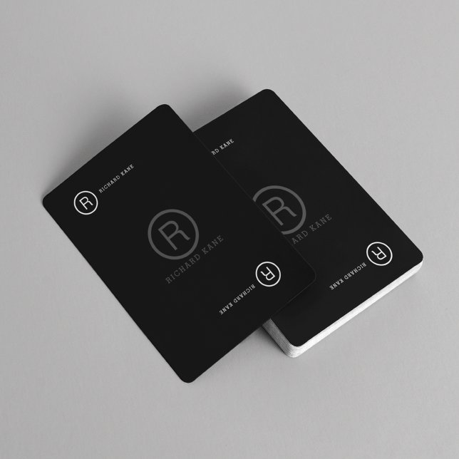 Custom Initial Letter & Name BLACK Playing Cards ( modern monogram)