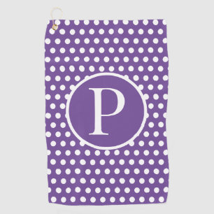 Custom initial letter Polka Dot Golf Towel
