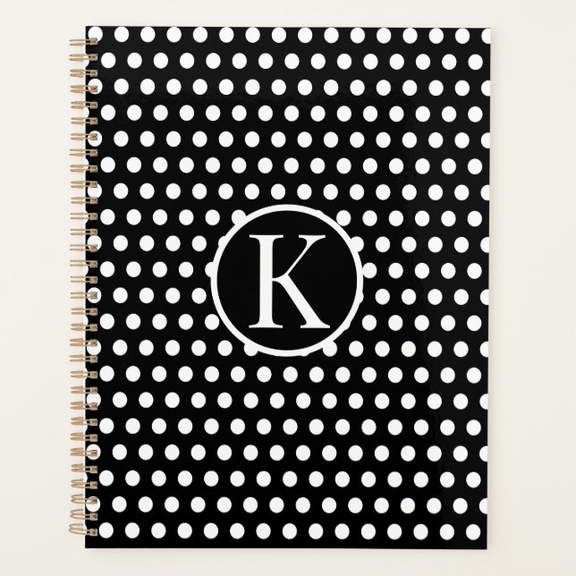 Custom initial letter Polka Dot  Planner (Front)