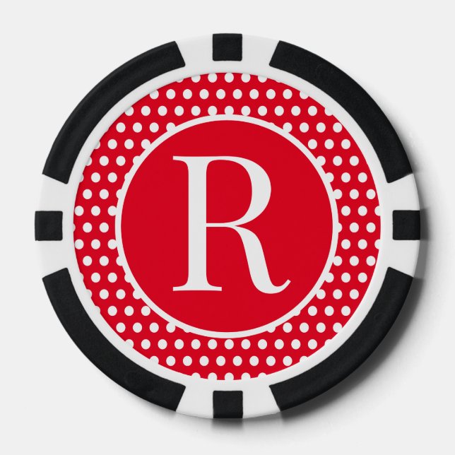 Custom initial letter Polka Dot  Poker Chips (Front)