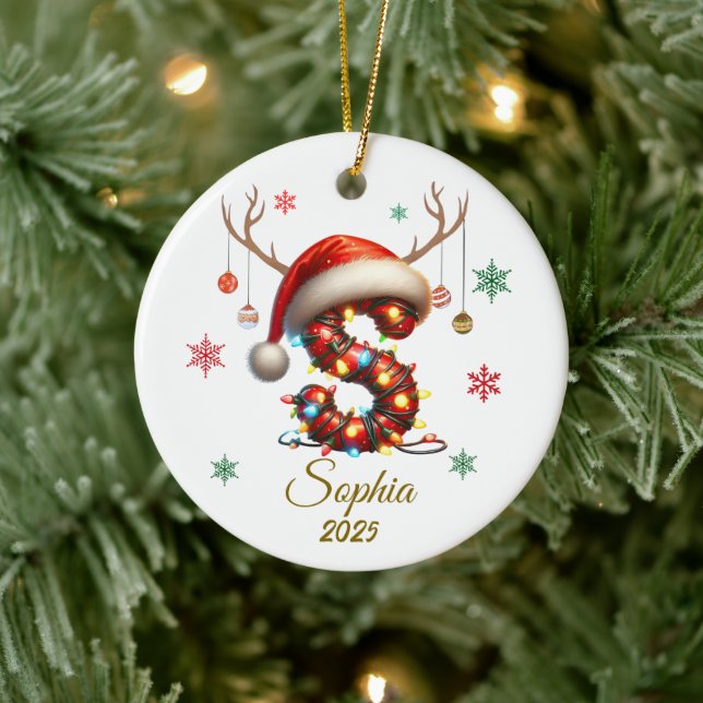 Custom Initial Light Christmas Ornament (Tree)