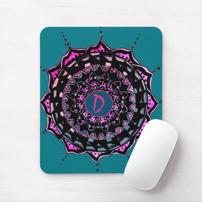 Custom Initial Mandala Design Mouse Mat (With Mouse)