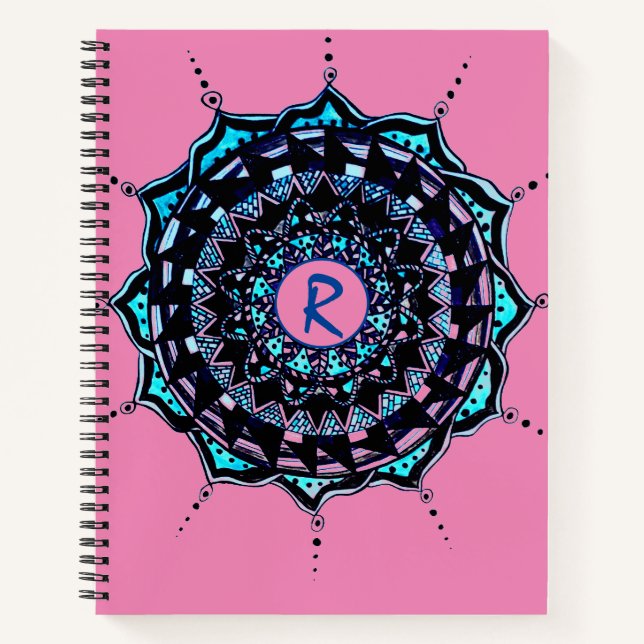 Custom Initial Mandala Design Notebook (Front)