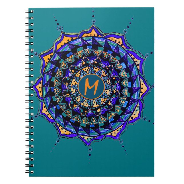 Custom Initial Mandala design Notebook (Front)