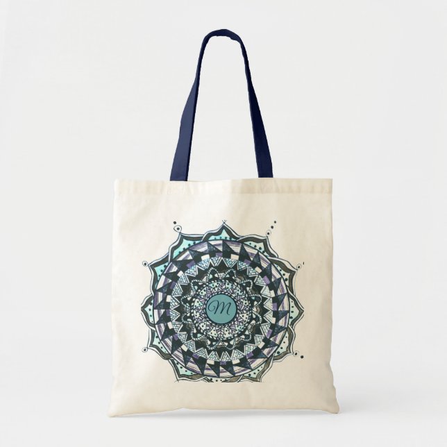 Custom Initial Mandala Design Tote Bag (Front)