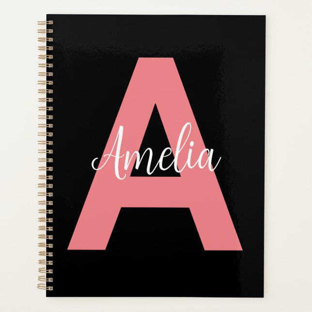 Custom Initial Modern Print Personalised Monogram Planner (Front)
