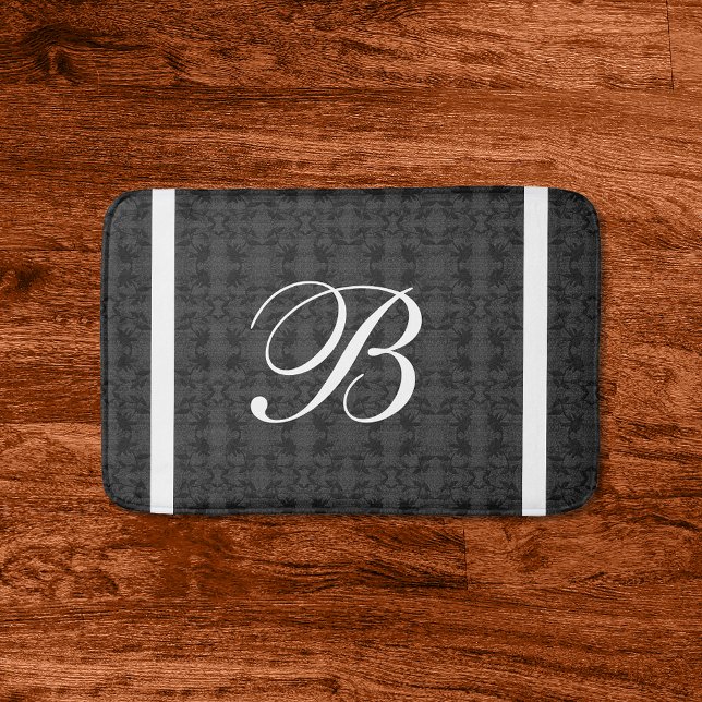 Custom Initial Monogram Black And White Bath Mat (Creator Uploaded)
